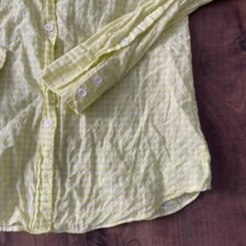 J.Crew 4T Yellow Gingham Button‎ Front Shirt Lightweight Cotton Top